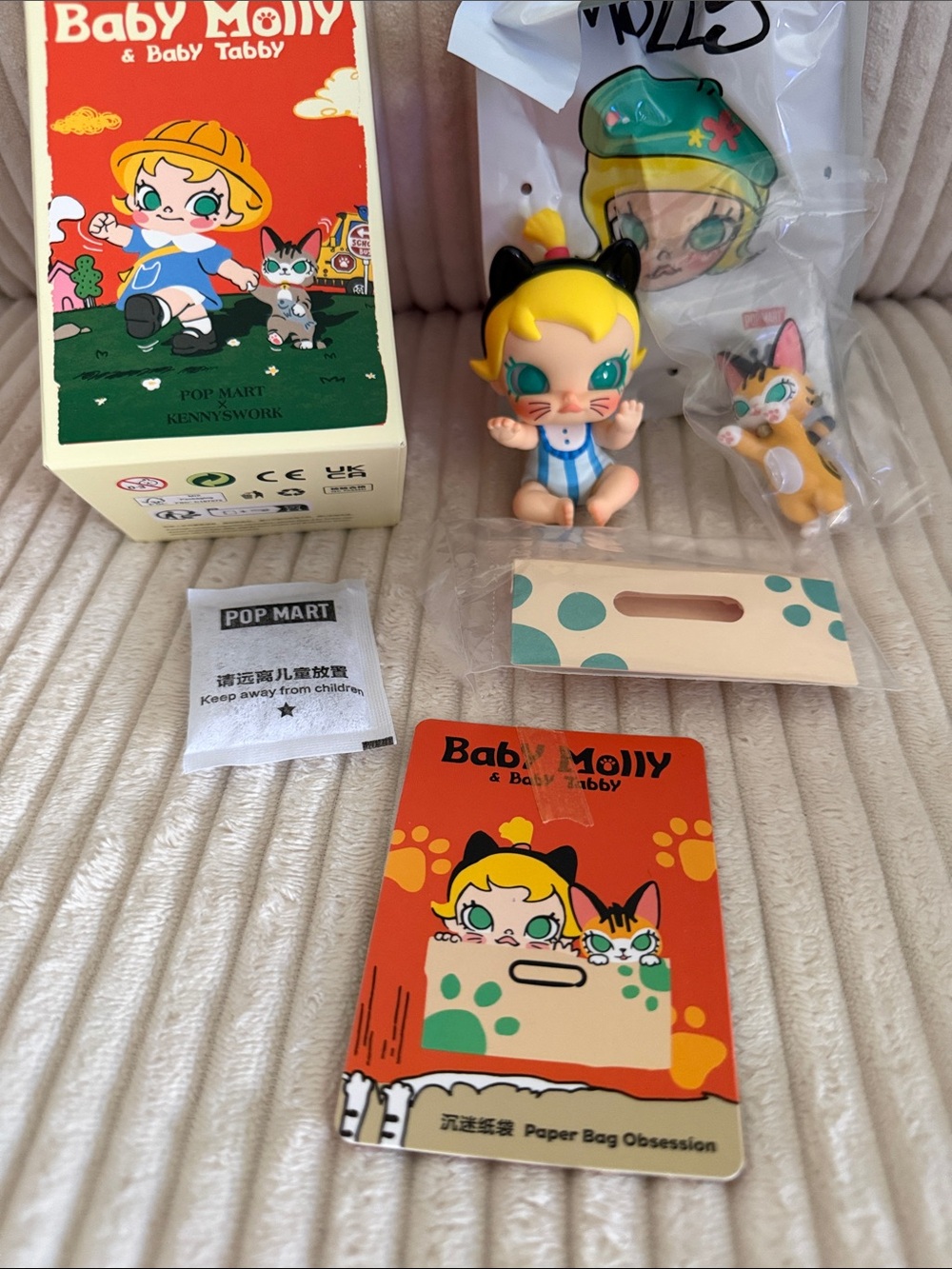 PAPER BAG OBSESSION -Baby Molly & Baby Tabby Figure-Doll with Cat.New. Verified.